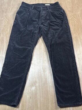 All Saints Dean Mens Black Corduroy Button Fly Pants Size 30x29